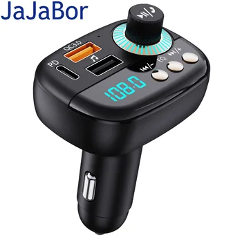 JaJaBor Auto FM Vysielač Auto MP3 Prehrávač, Prijímač, Bluetooth Handsfree Súpravou do Auta QC3.0 PD Rýchle Nabíjanie Duálny USB Nabíjačka do Auta