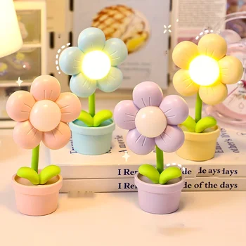 MOHAMM 1pc Drobné Kvety Ploche Dekorácie Nočné Svetlo stolná Lampa s 3 Tlačidlo gombíkovej batérie