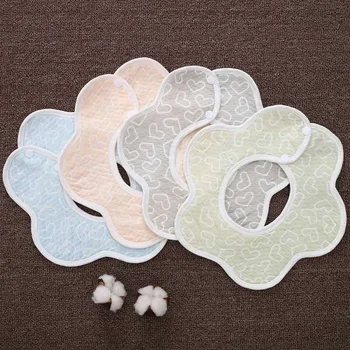 2023 Dieťa sliny uterák 360 stupeň bavlna tlačidlo octagon U-tvarované petal nepremokavé nohavice s náprsenkou ekologickej bavlny pre deti