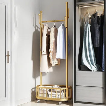 Nordic Prenosné Oblečenie Rack Spálňa Zlaté Balkón Minimalistický Stojan Na Vešiaky Moderné Kolesá Perchero Porovnanie Nábytok Obývacia Izba