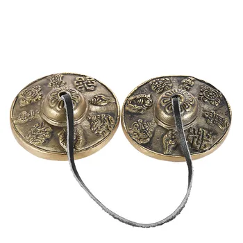 2.6 v/6,5 cm Ručne vyrábané Tibetskej Meditácie Tingsha Cimbal Bell s Budhistické Osem Sľubný Symboly