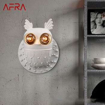 AFRA Súčasného Owl-Biele Nástenné Svietidlo LED Tvorivé Sconce Dekoratívne Osvetlenie Pre Živé Spálňa Kancelária