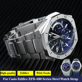 Obchodné Pevné Nerezové Oceľové Hodinky Pásmo pre Casio Budova Série EFB-680 EFB680 Série Mužov Popruh Watchband 14 mm Náramok