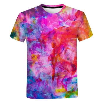 Letné Nové Farby Dúhy Postriekať Tlač T-shirt Mužov a Žien 3D Tlač Módne Nadrozmerné Hip Hop, Street Harajuku T-shirt