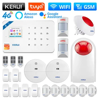 KERUI W184 4G WIFI Alarm Systém Centrálnej Jednotky Tuya Smart Bezdrôtový GSM Alarm Senzor Dverí proti Vlámaniu Podporu Alexa&Google APP Control