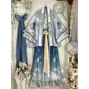 Čínsky Hanfu Šaty Žien Dávnych Tradičné Výšivky Hanfu Žena Víla Cosplay Kostým Letné Šaty Modrej Hanfu Pre Ženy