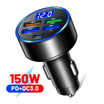 5 Porty USB C Auto Poplatok 150W Rýchle Nabíjanie 3.0 Rýchle Nabíjanie Pre Xiao Huawei Mobilný Telefón, Nabíjačku, Adaptér do Auta