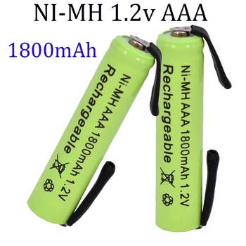 Nové 1.2 V 1800mah Ni-MH AAA Nabíjateľné Batérie Bunky, s Spájkovacie Plôšky pre Philips Elektrické holiace strojčeky Braun, Britva, zubná Kefka