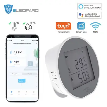 Tuya Wifi Smart Home Teplota A Vlhkosť, Senzor S LED Obrazovky Digitálne Zobrazenie Bezdrôtový Teplomer Vlhkomer Detektor