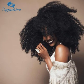 Sapphire Kinky Afro Kučeravé Zväzky 1PCS Peruánskej 100% Remy Ľudské Vlasy Zväzky Prirodzené Farby Ľudské Vlasy Rozšírenia Pre Čierne Ženy