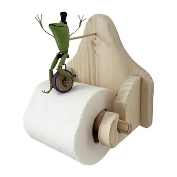 Kreatívne Žaba, Jazda Na Bicykli Toaletného Papiera Držiak Toaletného Papiera Držiak Drevené Ozdoby Punch-Zadarmo Na Stenu Strane Tkaniva Box