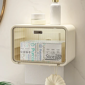 Wc Tkaniva Box Punch-free Kúpeľňa Nepremokavé Toaletný Papier Organizátor Stenu Roll Papiera Držiak na Tvár Uterákom Úložné Boxy