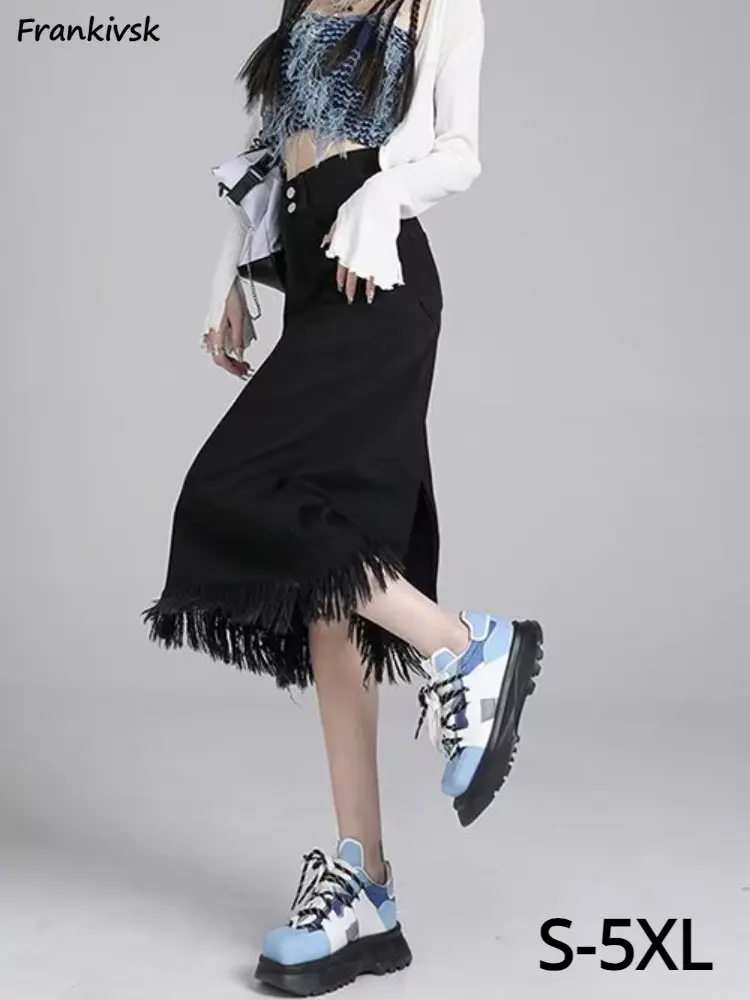 Midi Denim Sukne Ženy Vintage Strapec Dizajn Slim All-zápas kórejský Štýl, Leto, Jeseň Útulný Streetwear Oblečenie Školáčky Y2k